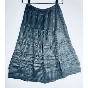 Babette SF Skirt Petite Gray Crinkle Textured Layered Midi Lagenlook Artsy